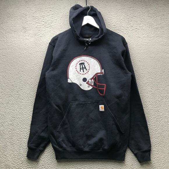 Carhartt x Barstool Sports Sweatshirt Hoodie Men's Small Navy Loose Fit K121 472 - Picture 1 of 9